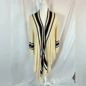 anthropologie SPARROW cream stretchy woven knit cardigan high low woman’s size S